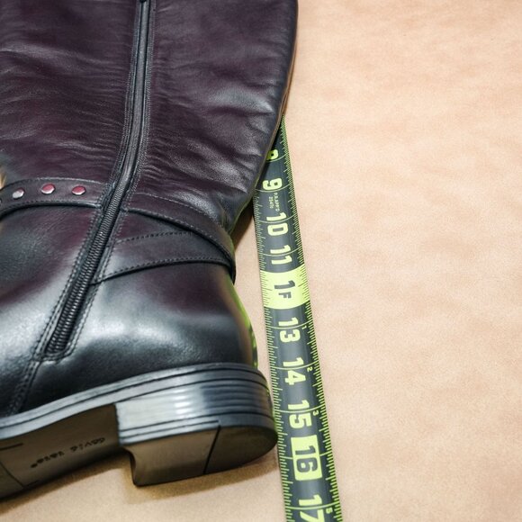 David Tate Women Timmy Black Leather Wide Calf Fit Riding Tall boots sz 8 - Picture 7 of 9